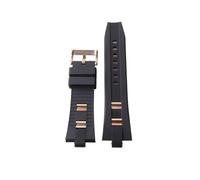 EMAIGlPO Correa de reloj de 26x9mm, correa de repuesto negra de goma de silicona resistente al agua for relojes, correa apta for correa Bvl Gari, oro rosa(Black Rosegold)