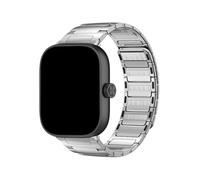 EMAIGlPO Correa de reloj de acero inoxidable adecuada for Redmi Watch4 Correa de reloj adecuada for Xiaomi Wristband 8/9 Pro Correa de reloj de sección doble en forma de I(Silver)