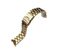 EMAIGlPO Correa de reloj de acero inoxidable con eslabones de extremo curvo recto 2 en 1, 18 mm, 20 mm, 22 mm y 24 mm, pulsera de metal for reloj de pulsera(Gold,18mm)