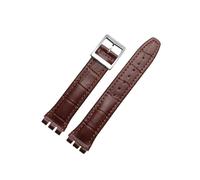 EMAIGlPO Correa de reloj de cuero cóncavo-convexa apta for Swatch Ycs 17mm 19mm hombres y mujeres pareja cierre de mariposa(Brown(ZJ)-ST,19mm)