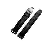 EMAIGlPO Correa de reloj de cuero cóncavo-convexa apta for Swatch Ycs 17mm 19mm hombres y mujeres pareja cierre de mariposa(Black(ZJ)-ST-B,17mm)