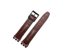 EMAIGlPO Correa de reloj de cuero cóncavo-convexa apta for Swatch Ycs 17mm 19mm hombres y mujeres pareja cierre de mariposa(Brown(ZJ)-BK,19mm)