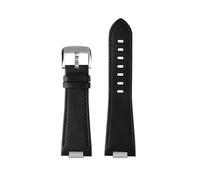 EMAIGlPO Correa de reloj de cuero genuino con eslabón final de acero apto for la serie for Tissot PRX T137.407/410 pulsera de correa Super Player azul(Plain black-silver A)