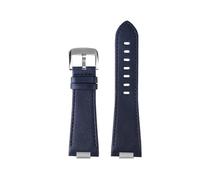 EMAIGlPO Correa de reloj de cuero genuino con eslabón final de acero apto for la serie for Tissot PRX T137.407/410 pulsera de correa Super Player azul(Plain blue-silver A)