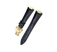EMAIGlPO Correa de reloj de cuero genuino con muesca de 25 x 13 mm compatible con pulseras for Patek Philippe 5726 5711 5712G, color negro, marrón y azul(Black-Gold Link)