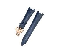 EMAIGlPO Correa de reloj de cuero genuino con muesca de 25 x 13 mm compatible con pulseras for Patek Philippe 5726 5711 5712G, color negro, marrón y azul(Blue Rose Buckle)