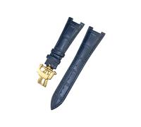 EMAIGlPO Correa de reloj de cuero genuino con muesca de 25 x 13 mm compatible con pulseras for Patek Philippe 5726 5711 5712G, color negro, marrón y azul(Blue Gold Buckle)