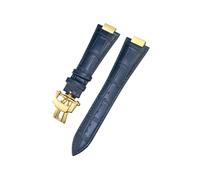 EMAIGlPO Correa de reloj de cuero genuino con muesca de 25 x 13 mm compatible con pulseras for Patek Philippe 5726 5711 5712G, color negro, marrón y azul(Blue-Gold Link)
