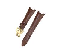 EMAIGlPO Correa de reloj de cuero genuino con muesca de 25 x 13 mm compatible con pulseras for Patek Philippe 5726 5711 5712G, color negro, marrón y azul(Brown Gold Buckle)