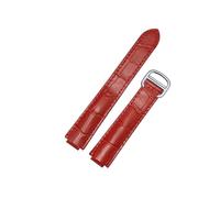EMAIGlPO Correa de reloj de cuero genuino de 16mm, 18mm, 20mm, correa de piel de vaca, hebilla desplegable, correas de reloj aptas for Cartier Tank Solo Blue Ballon(Beige,14-8mm)