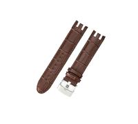 EMAIGlPO Correa de reloj de cuero genuino for hombre, correa de reloj resistente al agua y al sudor, con muesca de arco, 21mm, Yrs403, 412, 402G(Brown(ZJ)-Steel)