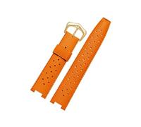 EMAIGlPO Correa de reloj de goma apta for cartier PASHA series 20 * 10mm 20 * 12mm 20 * 15mm pulsera con muescas accesorios de reloj for hombre(Orange gold,22-15mm)