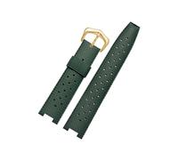 EMAIGlPO Correa de reloj de goma apta for cartier PASHA series 20 * 10mm 20 * 12mm 20 * 15mm pulsera con muescas accesorios de reloj for hombre(Green gold,22-15mm)