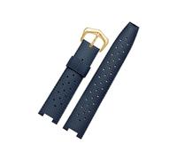 EMAIGlPO Correa de reloj de goma apta for cartier PASHA series 20 * 10mm 20 * 12mm 20 * 15mm pulsera con muescas accesorios de reloj for hombre(Blue gold,20-10mm)