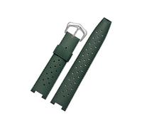 EMAIGlPO Correa de reloj de goma apta for cartier PASHA series 20 * 10mm 20 * 12mm 20 * 15mm pulsera con muescas accesorios de reloj for hombre(Green silver,22-15mm)