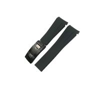 EMAIGlPO Correa de reloj de goma de 20mm y 21mm apta for Rolex Submariner GMT Master Daytona, correa de silicona, pulsera negra for reloj(Black black,21mm)