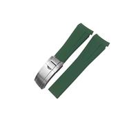 EMAIGlPO Correa de reloj de goma de 20mm y 21mm apta for Rolex Submariner GMT Master Daytona, correa de silicona, pulsera negra for reloj(Green matte silver,21mm)