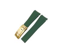 EMAIGlPO Correa de reloj de goma de 20mm y 21mm apta for Rolex Submariner GMT Master Daytona, correa de silicona, pulsera negra for reloj(Green golden,21mm)