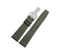 EMAIGlPO Correa de reloj de lona de nailon apta for IWC PILOT Portugal, correa de reloj de cuero de 20MM, 21MM y 22MM, pulsera de cuero de vaca verde militar negro for hombre(B-green-silver,20mm)