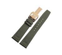 EMAIGlPO Correa de reloj de lona de nailon apta for IWC PILOT Portugal, correa de reloj de cuero de 20MM, 21MM y 22MM, pulsera de cuero de vaca verde militar negro for hombre