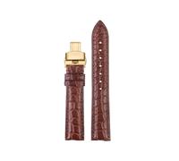 EMAIGlPO Correa de reloj de piel de cocodrilo de 16, 17, 19 y 20mm, compatible con for Cartier Tank/London Soloに適合, correa de reloj de cuero genuino for hombres y mujeres(Brown gold Folding,17mm)