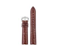 EMAIGlPO Correa de reloj de piel de cocodrilo de 16, 17, 19 y 20mm, compatible con for Cartier Tank/London Soloに適合, correa de reloj de cuero genuino for hombres y mujeres(Brown silver pin,18mm)