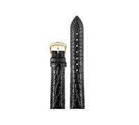 EMAIGlPO Correa de reloj de piel de cocodrilo de 16, 17, 19 y 20mm, compatible con for Cartier Tank/London Soloに適合, correa de reloj de cuero genuino for hombres y mujeres(Black gold pin,16mm)
