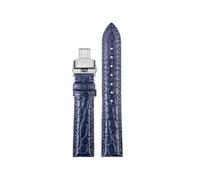 EMAIGlPO Correa de reloj de piel de cocodrilo de 16, 17, 19 y 20mm, compatible con for Cartier Tank/London Soloに適合, correa de reloj de cuero genuino for hombres y mujeres(Blue silver Folding,16mm)