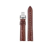 EMAIGlPO Correa de reloj de piel de cocodrilo de 16, 17, 19 y 20mm, compatible con for Cartier Tank/London Soloに適合, correa de reloj de cuero genuino for hombres y mujeres(Brown silver Folding,19mm)