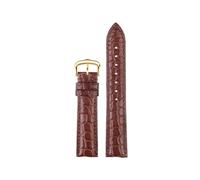 EMAIGlPO Correa de reloj de piel de cocodrilo de 16, 17, 19 y 20mm, compatible con for Cartier Tank/London Soloに適合, correa de reloj de cuero genuino for hombres y mujeres(Brown gold pin,18mm)