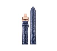 EMAIGlPO Correa de reloj de piel de cocodrilo de 16, 17, 19 y 20mm, compatible con for Cartier Tank/London Soloに適合, correa de reloj de cuero genuino for hombres y mujeres(Blue RG Folding,20mm)
