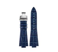 EMAIGlPO Correa de reloj de piel de vaca de 26x12mm apta for Tissot PRX Series 40MM T137.407/T137.410 reemplazo de moda informal for hombres(Blue silver buckle)