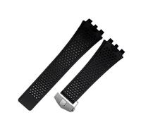 EMAIGlPO Correa de reloj de silicona compatible con la serie for TAG HEUER Carrera con interfaz cóncava y convexa.(Black-silver)