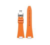 EMAIGlPO Correa de reloj de silicona de liberación rápida de 27mm compatible con for Tissot PRX T137.407 T137.410 correa de reloj de caucho flúor pulsera de hombre(Orange-silver6)