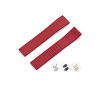 EMAIGlPO Correa de reloj Fluororubber, 20mm, 22mm, hebilla de mariposa de liberación rápida, nueva correa de reloj FKM, apta for cortar a medida(Red,20MM_NO BUCKLE)