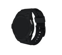 EMAIGlPO Correa de silicona + funda de PC compatible con for Samsung Galaxy Watch 7/6/5/4, Kit de 40MM y 44MM compatible con pulsera deportiva Samsung Watch(Black,40MM)