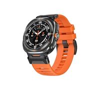 EMAIGlPO Correa de silicona sin huecos compatible con for Samsung Galaxy Watch Ultra de 47 mm, correa de goma compatible con for GALAXY ULTRA de 47 mm, pulsera deportiva(Orange black)