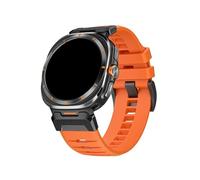 EMAIGlPO Correa de silicona sin huecos compatible con for Samsung Galaxy Watch Ultra de 47 mm, correa de goma compatible con for GALAXY ULTRA de 47 mm, pulsera deportiva(Orange black)