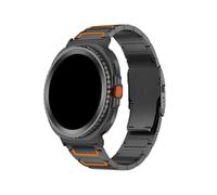 EMAIGlPO Correa de titanio compatible con for Samsung Galaxy Watch 8 Ultra 2, pulsera de negocios for hombre.(Black orange)