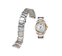 EMAIGlPO Correas de reloj de acero inoxidable de 23mm aptas for calibre Cartier W7100015 W7100041 W7100037 pulseras de reloj de Metal correa for hombres y mujeres(Silver-rose gold)