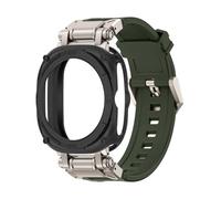 EMAIGlPO Estuche metálico + correa compatible con for Samsung Galaxy Watch 7, correa de silicona TPU ultra suave.(TiGrB)