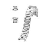 EMAIGlPO Pulsera de acero para Cartier Pasha, muesca, 20x12/22x14 mm, cierre plegable, plateado
