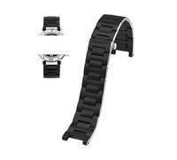 EMAIGlPO Pulsera de acero de precisión con muesca, correa de reloj de 20x12MM, 22x14MM, cierre plegable apto for correa de reloj de acero inoxidable for Cartier Pasha(Black,20.12mm)