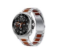 EMAIGlPO Pulsera de madera y metal compatible con for Samsung Galaxy Watch 8 Classic de 46 mm, 8, 44 mm y 40 mm. Correa de acero inoxidable.(Silver Brown,For Galaxy 8 40mm 44mm)