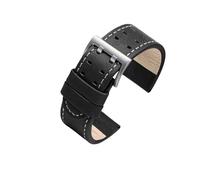 EMAIGlPO Reloj de cuero genuino for hombre, pulsera de repuesto apta for Hamilton Khaki Aviation H77755533 H77616533 20mm 22mm negro caqui(Silver,22mm)