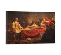 Emanuel Leutze Cristóbal Colón antes del Concilio de Salamanca 1841 - Póster de pared en lienzo para sala de estar o dormitorio, obras de arte de 50 x 75 cm