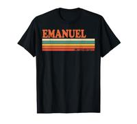 Emanuel Retro Personalizado Nombre Vintage Rayas Camiseta gráfica económica