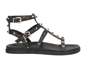 Emanuélle Vee, 451M-917-14-P138, Zapatos Sandalias Chanclas Moda Casual Fashion Cuero Strass Tachuelas, Negro , 40 EU