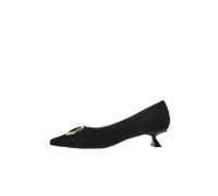 Emanuelle Vee - Decollete de Gamuza Negra con Hebilla de Metal Dorado - Shoes - Mujer - Negro - 36 EU -