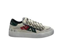 Emanuélle Vee, Olivia - Zapatillas deportivas de piel con brillantes, estilo casual, White Green, 38 EU